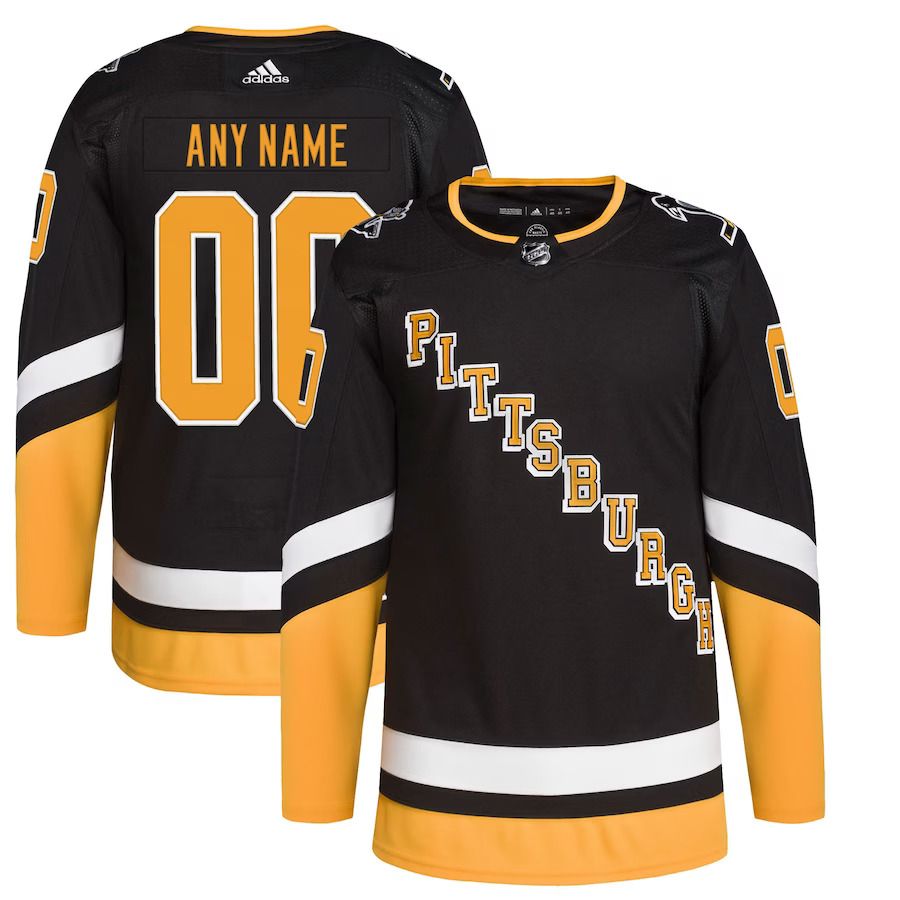 Men Pittsburgh Penguins adidas Black Alternate Primegreen Authentic Pro Custom NHL Jersey-0